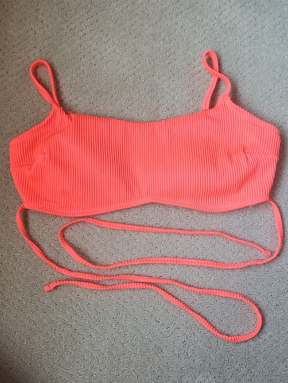 Hollister Neon Coral Ribbed Bikini Top
